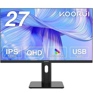 KOORUI 27インチ モニター 27N4Q pcモニター ディスプレイ/IPS非光沢/QHD/75Hz/5ms/Type-C+HDMI+DP/縦横回転 高さ調