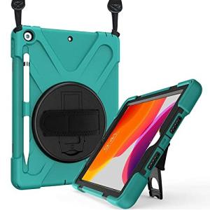 ProCase iPad 9/8/7 ショルダーケース 10.2”肩掛け式 耐衝撃カバー ペン収納 360°回転スタンド 手首
