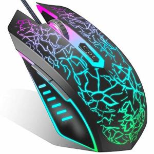 VersionTECH. マウス ゲーミング 有線 USB 7色 RGB LEDライト 高精度ターゲティング 4段調節可能DPI 6ボタン 光学式 パ