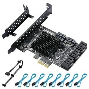 BEYIMEI PCIe SATAカード8ポート 8 SATAケーブル パワースプリッターケーブルおよびロープロファイルブラケット