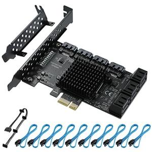 BEYIMEI PCIE 1X SATAカード10ポート 6 Gbps SATA 3.0コントローラーPCIe拡張カード 非レイド ロープロファイルブラ