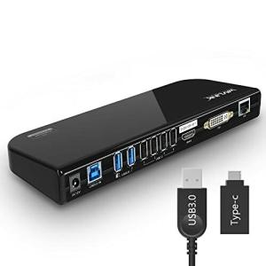WAVLINK USB3.0 ドッキングステーション横置き Windows /Mac対応 デュアルモニター 2K@60 HDMI DVI VGA ( DVI to VGAアダプター