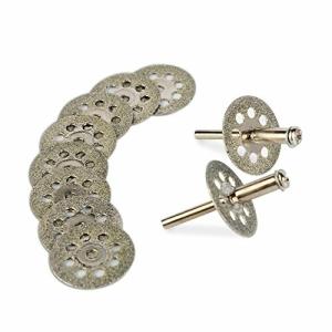 Wazaza 丸穴付き回転式ダイヤモンドカッティングディスク10枚セット 軸径3mm 2本付き 軸径2.35mm 2本付