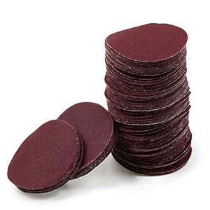 LEONTOOL サンドペーパー サンディングペーパー #180 100枚 50mm*50mm マジック式 丸型 赤 研磨用 木工用 表面処理 穴
