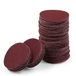 LEONTOOL サンドペーパー サンディングペーパー #150 100枚 50mm*50mm マジック式 丸型 赤 研磨用 木工用 表面処理 穴