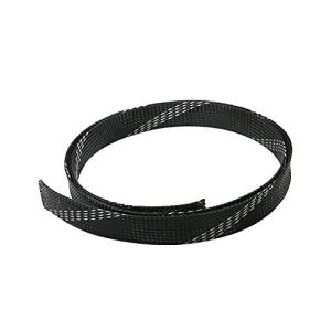 Othmro 幅20mm 長さ1m 黒と銀 1個入り 編組スリーブ 編組チューブ RoHS認証 PET ポリエチレンテレフタレート材質 ポ