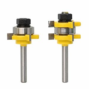 Bestgle超硬刃ルータービット2本入り3歯T型ほぞカッターベアリング木工フライスカッターツール 6.35mm シャ