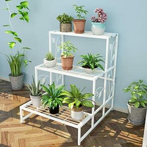 Floralies プランタースタンド アイアン 鉄製 アイビースタンド ガーデンラック 屋外 錆びない 2段 3段 横型 花台