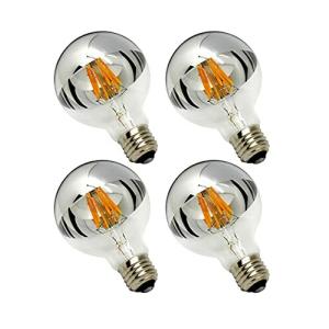 KY LEE LEDシルバーボールランプ 8W 省エネ 高演色 調光可能 フィラメントLED電球 G80 110V E26口金 2700K電球色 半分ク