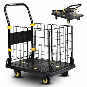 MGOODM カゴ台車 メッシュ台車 カゴ付き台車 折りたたみカゴ台車