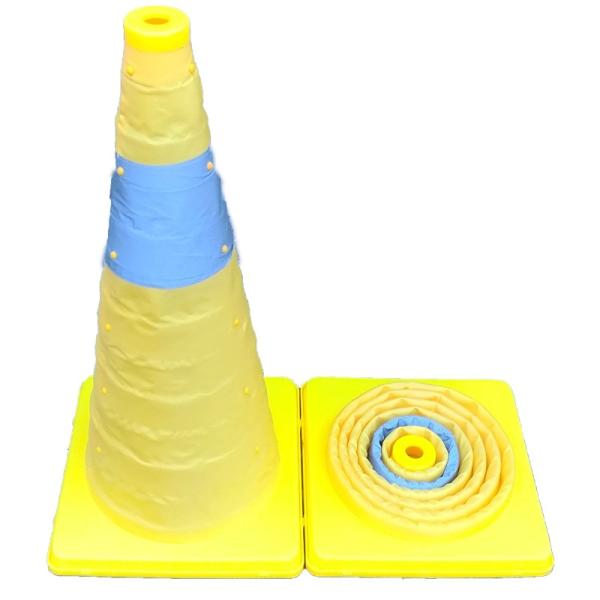 10個セット 伸縮カラーコーン パイロン イエロー H62cm 折りたたみ 軽量 伸縮式 三角コーン...