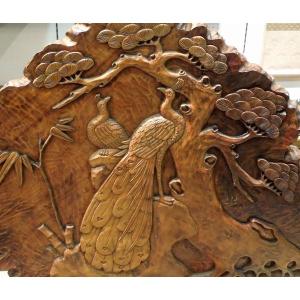 銘木 衝立 孔雀 送料無料の詳細画像1