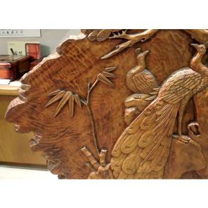 銘木 衝立 孔雀 送料無料の詳細画像3