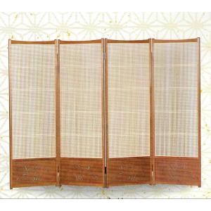 びょうぶ 千本格子 35号R 四枚折 ヒバ材 新潟