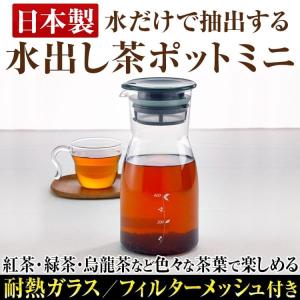 美味しい紅茶を簡単に水出し 日本製 HARIO ハリオ製 水だけで抽出する 水出し茶ポットミニ フィルターメッシュ付き ティーポット 耐熱ガラス 700ml｜ashiya-rutile