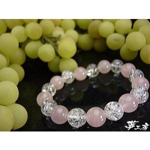 天然石パワーストーン/ブレスレット/ローズクオーツと爆裂水晶 「恋を叶え、厄を払う、二重の守護」彼女...
