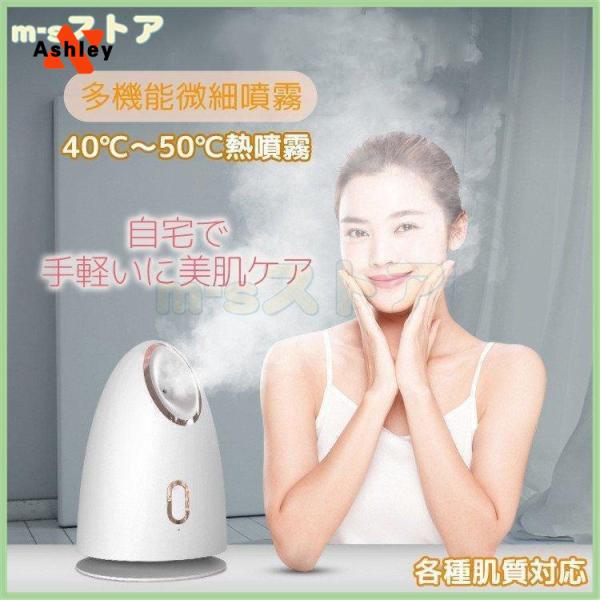 フェイススチーマー 美顔器 人気 化粧水 美肌ケア コンパクト 美容 毛穴ケア 加湿器 温スチーム ...