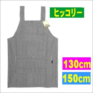 子供用ヒッコリーH型エプロン シンプルこどもエプロン 男女兼用キッズストライプ 130cm・150cm サロンジェ 88801