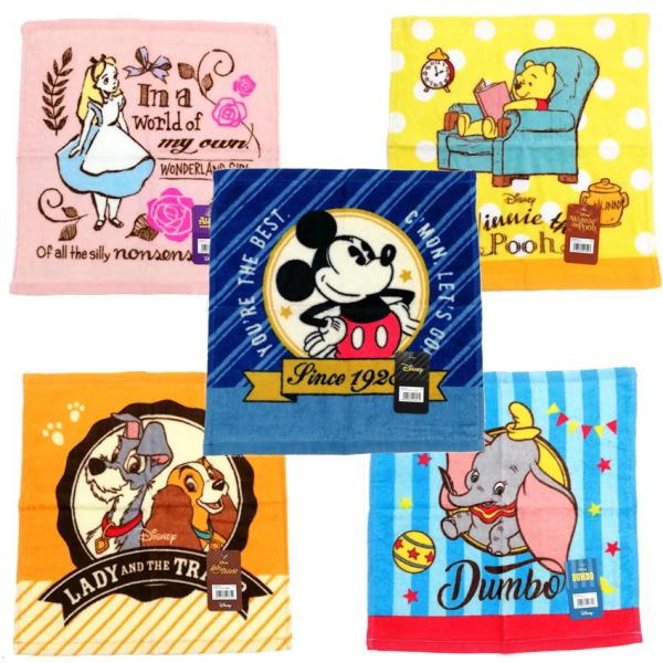 ディズニー ウォッシュタオル トラッド キャラクター ハンドタオル ミッキー プー アリス ダンボ ...