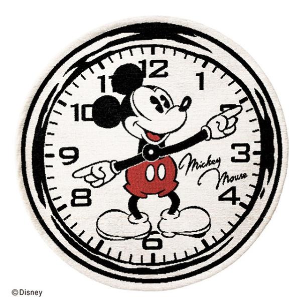 ディズニー ラウンドマット ミッキーマウス ホワットタイム ラグ マット 丸眞 ゴブラン織り フロア...