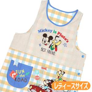 エプロン ミッキーマウス プルート ディズニー キャラクター アップリケ 刺繍 エプロン タバード サイドボタン かぶりエプロン グレイス 21907035