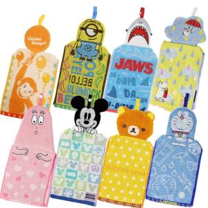 丸眞 ドレスタオル キャラクター マスコット付き タオル ハンドタオル ムーミン ディズニー リラックマ バーバパパ ドラえもん ミニオン ジョージ｜ashop01