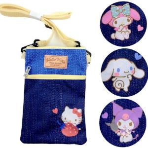 モバイルポシェット デニム風 サンリオ キャラクター