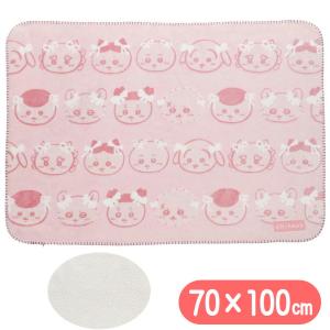 ひざ掛け ちいかわ リボンリボン 丸眞 ブランケット オパール加工 シープボア キャラクター 毛布 70×100cm 冬 防寒 あったか グッズ ピンク