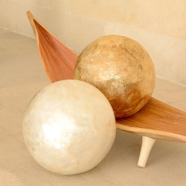 カピスシェル 丸いデコレーションボール 2色展開 バリ島 置物 ボール型 オブジェ 10339