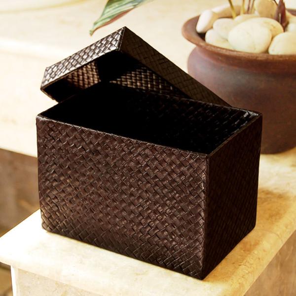 アジアン 雑貨 パンダン リーフ フタ付き 収納 ボックス ケース BOX 小物入れ インテリア バ...