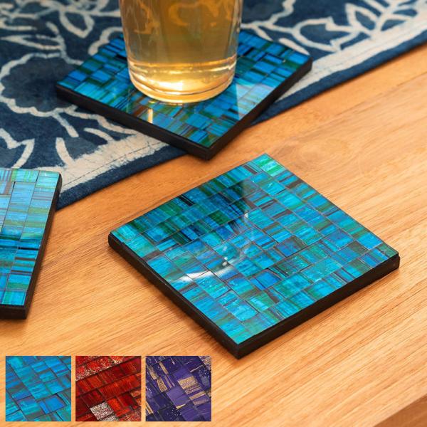 コースター モザイク ガラス タイル スクエア 四角 正方形 約 W 10cm D 10cm H 1...