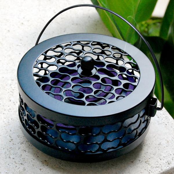 蚊取り 線香 入れ 蚊遣り ホルダー 蚊遣り器 スチール製 ひょうたん型 ブラック 10770