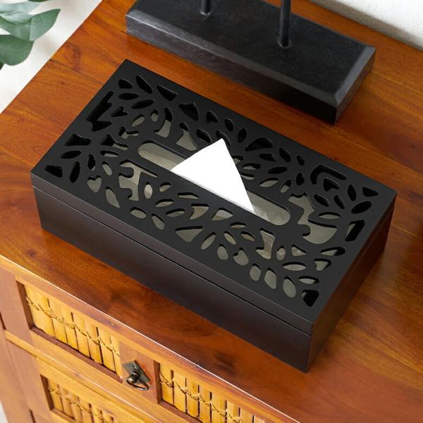 ロータス モチーフ 彫刻アートのティッシュケース 10802