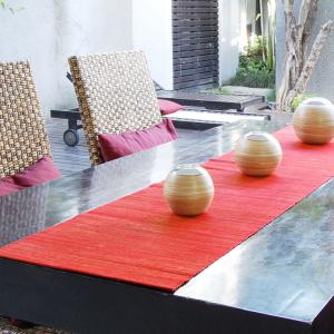 ウォーターヒヤシンス アジアン テーブルランナー レッド 10835