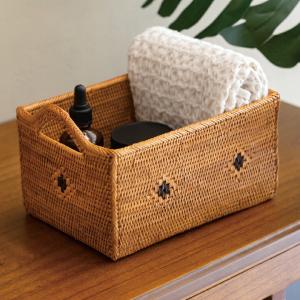 アタ特大バスケット 蓋付き アタ製 編み込み 可愛い オシャレ