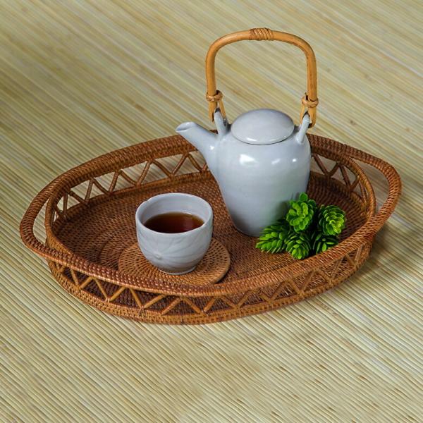 アタ 編まれた ラティスデザインの薄型 お盆トレイ 11595