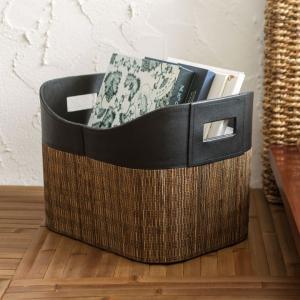 バスケット 持ち手付き パームリディ製 ダークブラウン