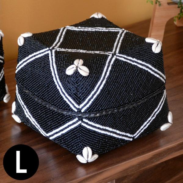 ソカシ ビーズ製 クロス柄 シェル付き 20×20cm ブラック 13533-l