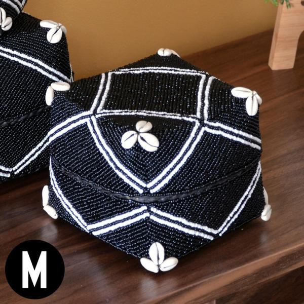 ソカシ ビーズ製 クロス柄 シェル付き 17×17cm ブラック 13533-m