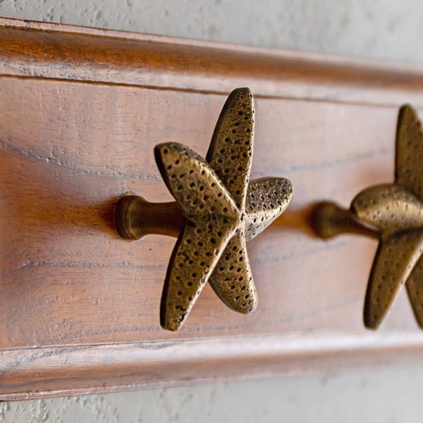 取っ手 ヒトデ Mサイズ 幅4.5cm 高さ6cm アンティーク風 真鍮製 つまみ 13758