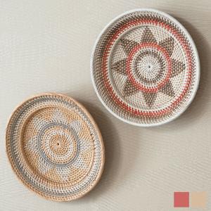 壁掛けトレイ ウォールデコレーション ラタン製 円形 編み込みデザイン トレイバスケット 径約35cm 深さ5cm 13833