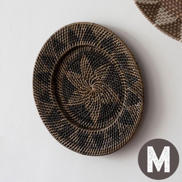 壁掛けトレイ ウォールデコレーション ラタン製 円形 編み込みデザイン トレイバスケット Mサイズ ...