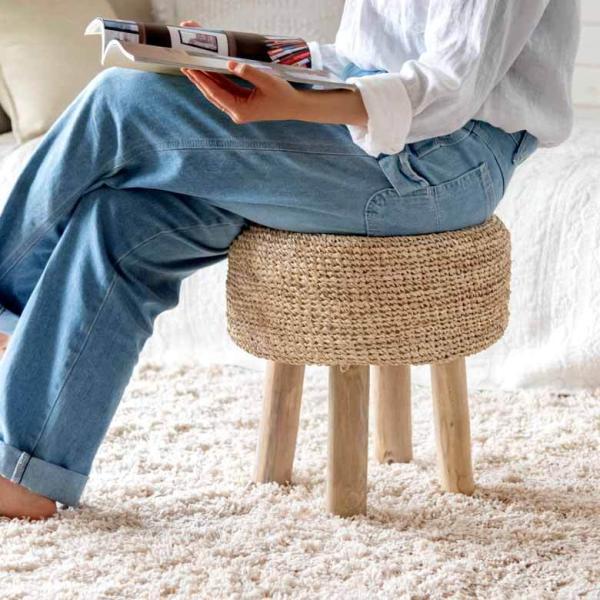 スツール 椅子 イス 天然素材 ラフィア W 39cm D 39cm H 40cm 13918