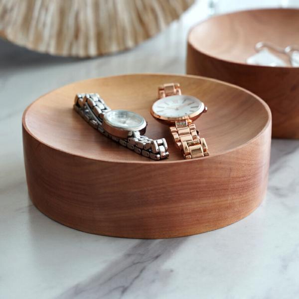 コイントレー 小物入れ 木製 サウォウッド製 ラウンド 丸形 径13cm 高さ4.5cm ブラウン ...