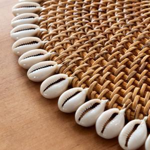 ランチョンマット ラウンド ラタン製 シェル付...の詳細画像1