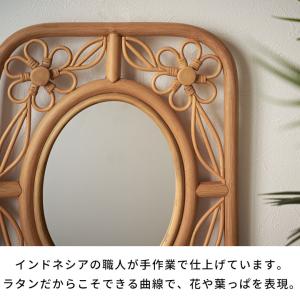 ミラー 鏡 ラタン 籐 高さ 42cm ナチュ...の詳細画像3