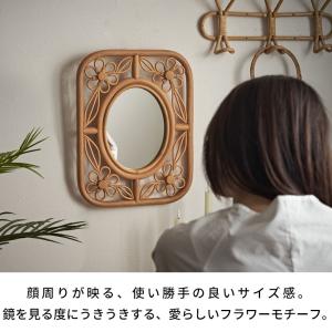 ミラー 鏡 ラタン 籐 高さ 42cm ナチュ...の詳細画像4