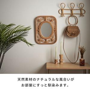 ミラー 鏡 ラタン 籐 高さ 42cm ナチュ...の詳細画像5
