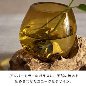 プランター オブジェ 木製 ウッド ガラス デ...の詳細画像2