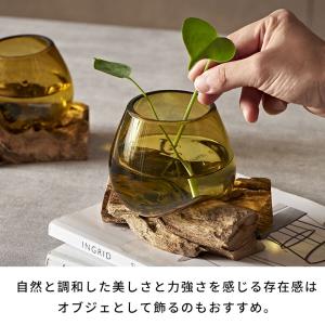 プランター オブジェ 木製 ウッド ガラス デ...の詳細画像5